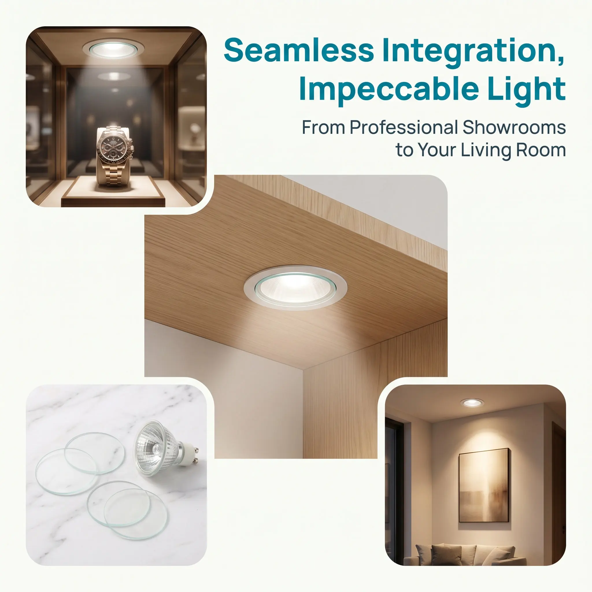 20Pcs Spotlight Protective Glass Cover Clear Transparent Polished Edge Lens Shade for Mr16 Gu10 Downlight Recessed Ceiling