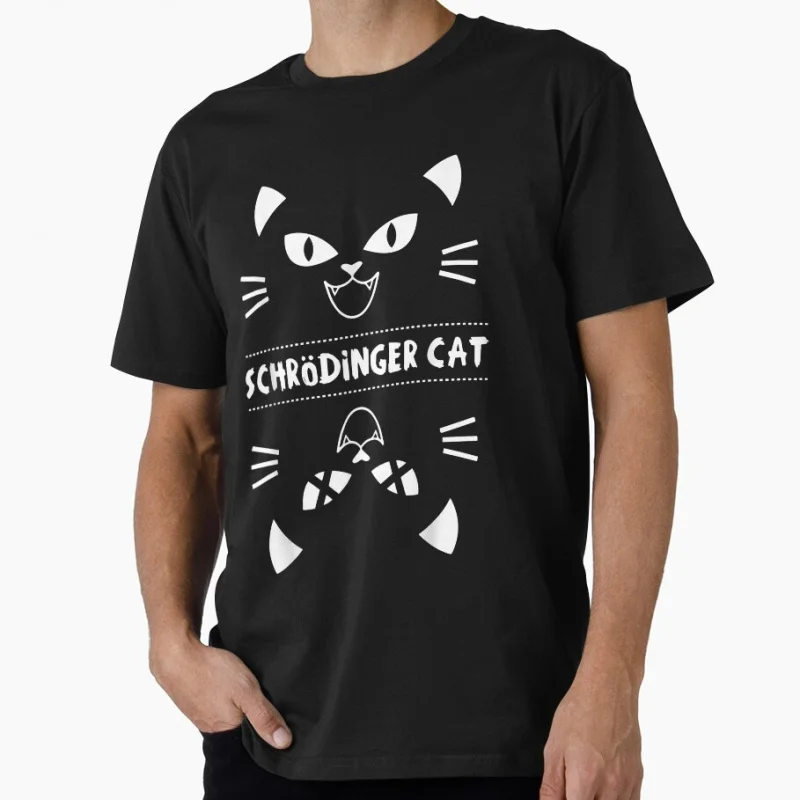 

Schrödingers Cat Funny Quantum Physics Gift t shirt 100% cotton Print Graphic Clothes All sizes Tops