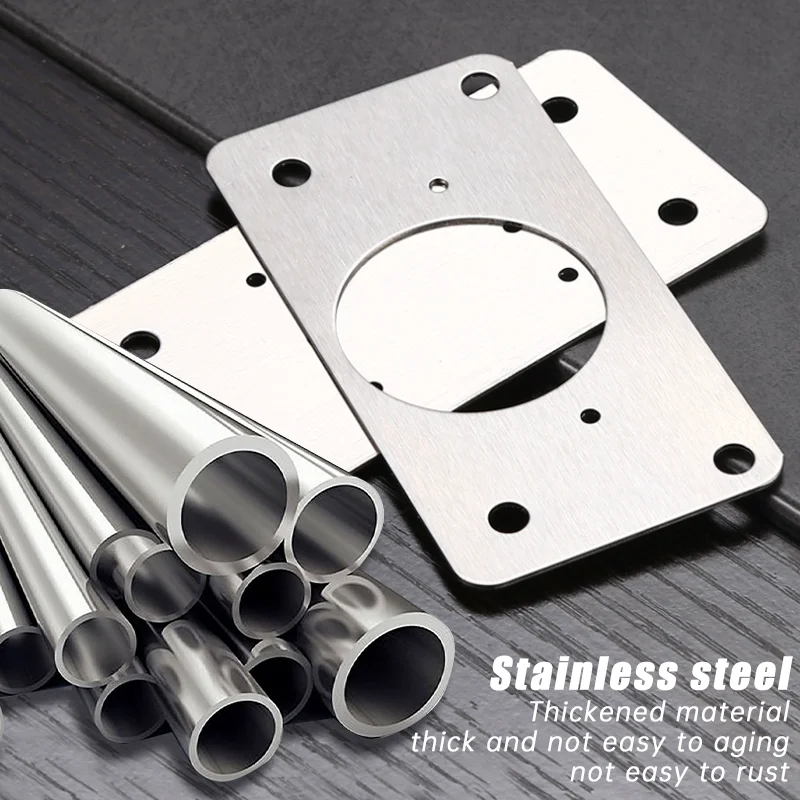 Stainless Steel Hinge Repairing Fixing Kit Cabinet Door Hinge Mounting Plate Furniture Flat Fixing Brace Brackets Home Hinge Fix