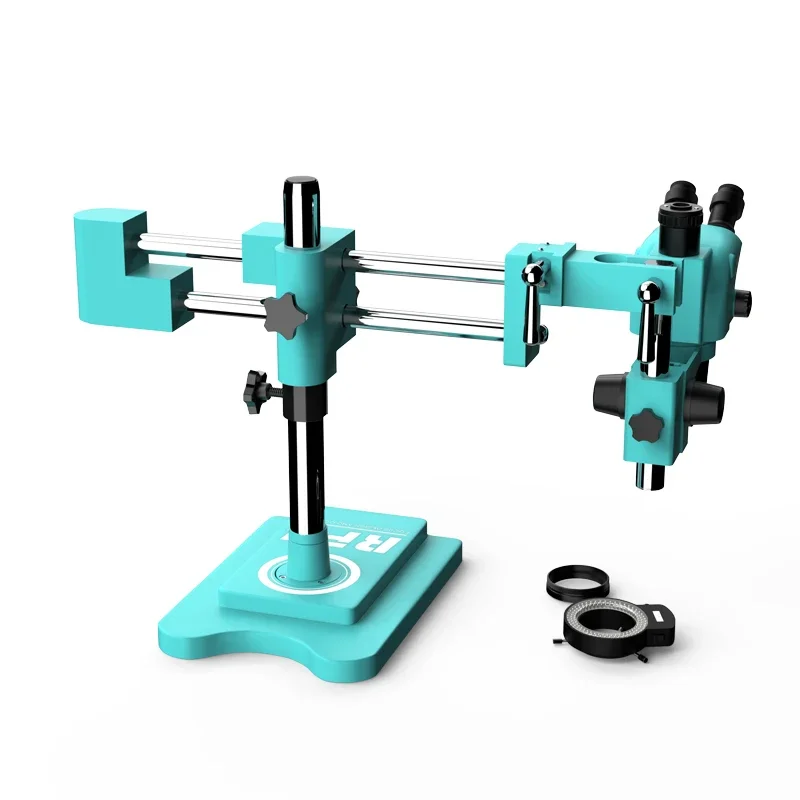 Microscope trinoculaire 6.5-65X, mise au point RF4, conception et concept, dernière version évitée, support à double bras RF6565TVW