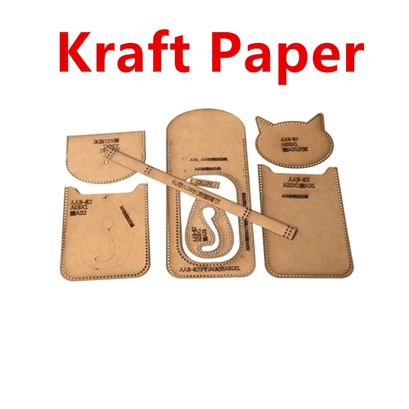 1 set di carta kraft artigianale in pelle mini borsa per telefono modello borsa modello stencil strumento fai da te