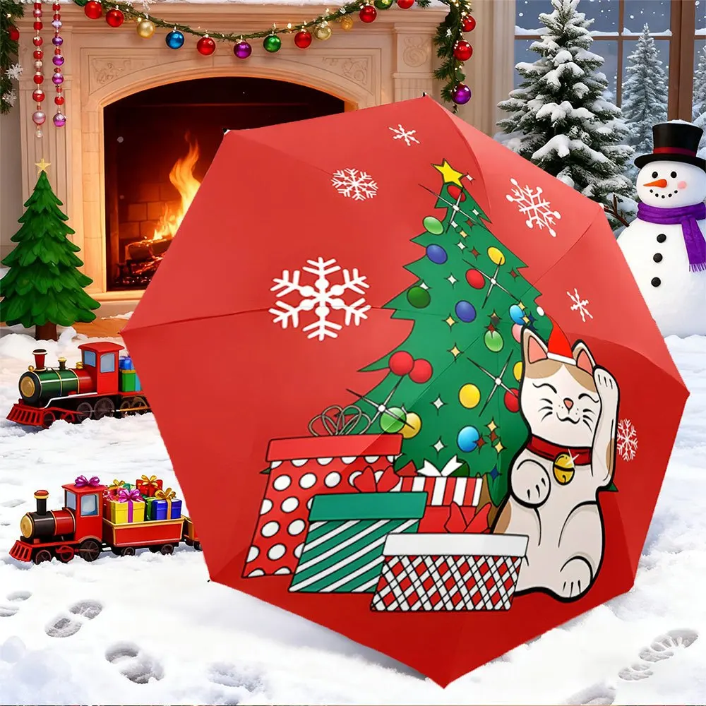 

Портативный складной зонт с праздничным рождественским дизайном — автоматическое открытие/закрытие, компактный дорожный зонт со снежинками, Everg