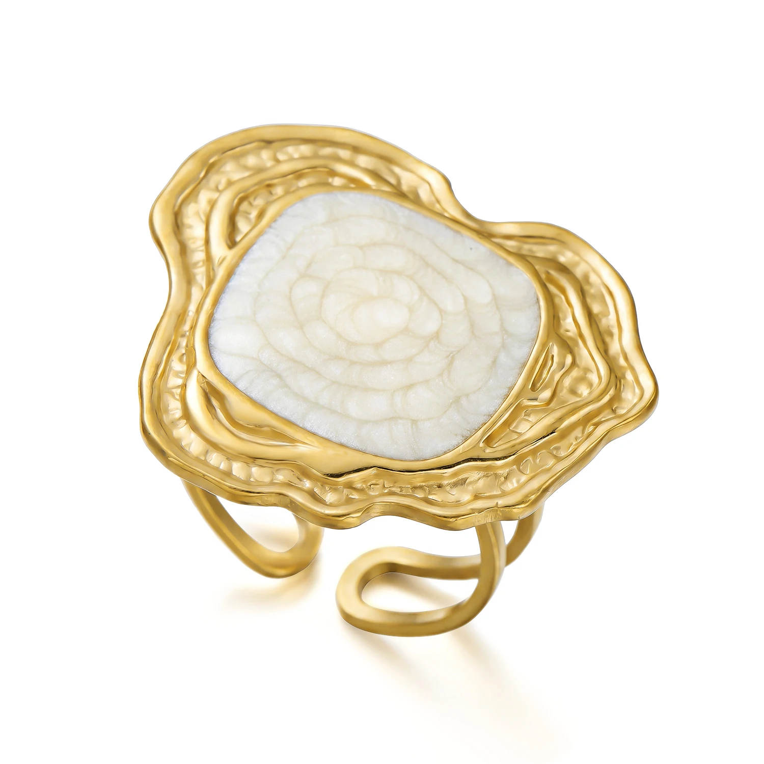 Women's Imitation Pearl Drop Enameled Open Ring