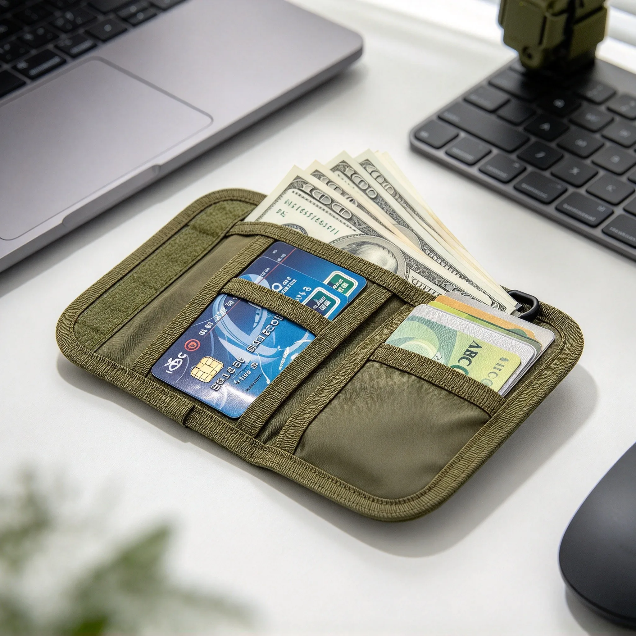 EDC Wallet Tactical Trifold Nylon Card Holder ID Window Zipper Pocket Hook and Loop For Hunting Camping Outdoor Gear