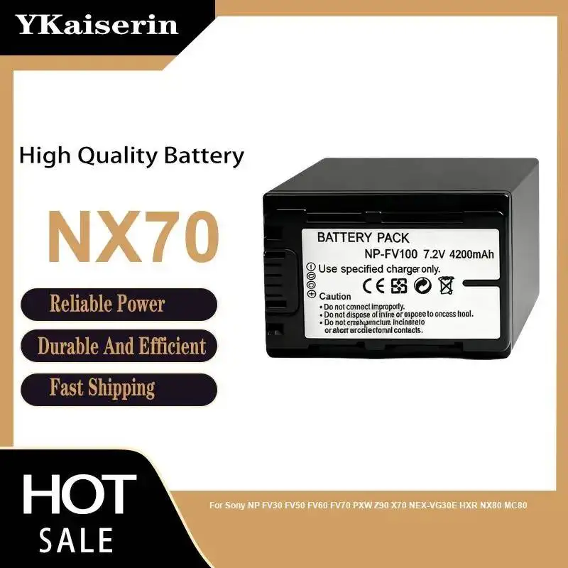 Video Camera Battery NX70 3900mAh For Sony NP FV30 FV50 FV60 FV70 Pxw Z90 X70 Nex-VG30E Hxr NX80 MC80