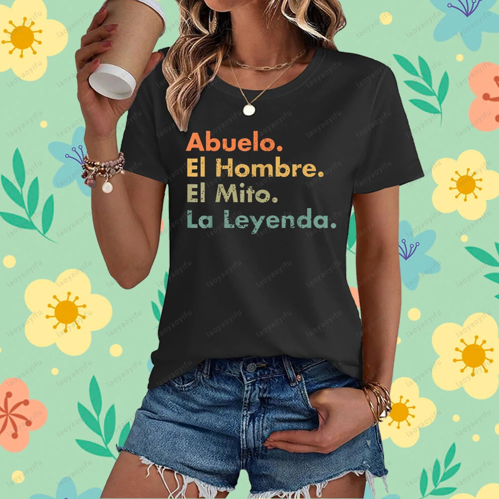 Abuelo El Hombre El Mito La Leyenda (en español) Viva México camiseta Casual moda suelta Harajuku manga corta verano camiseta