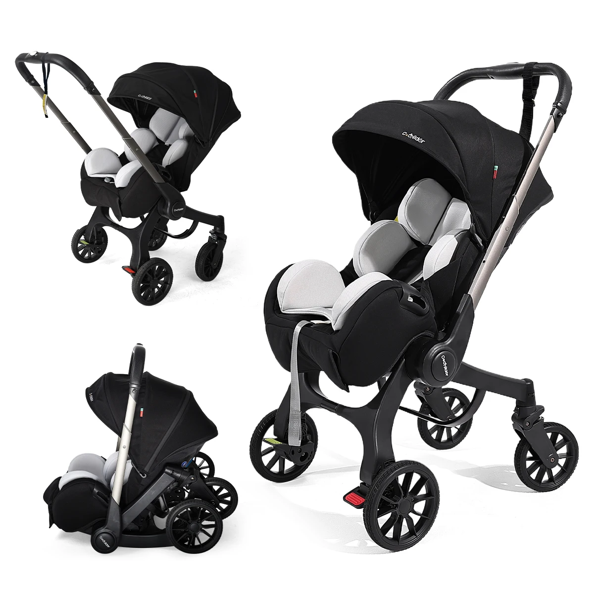 

Stroller with 4 heels - metal frame and comfortable fabric, Foldable and easy to transport.