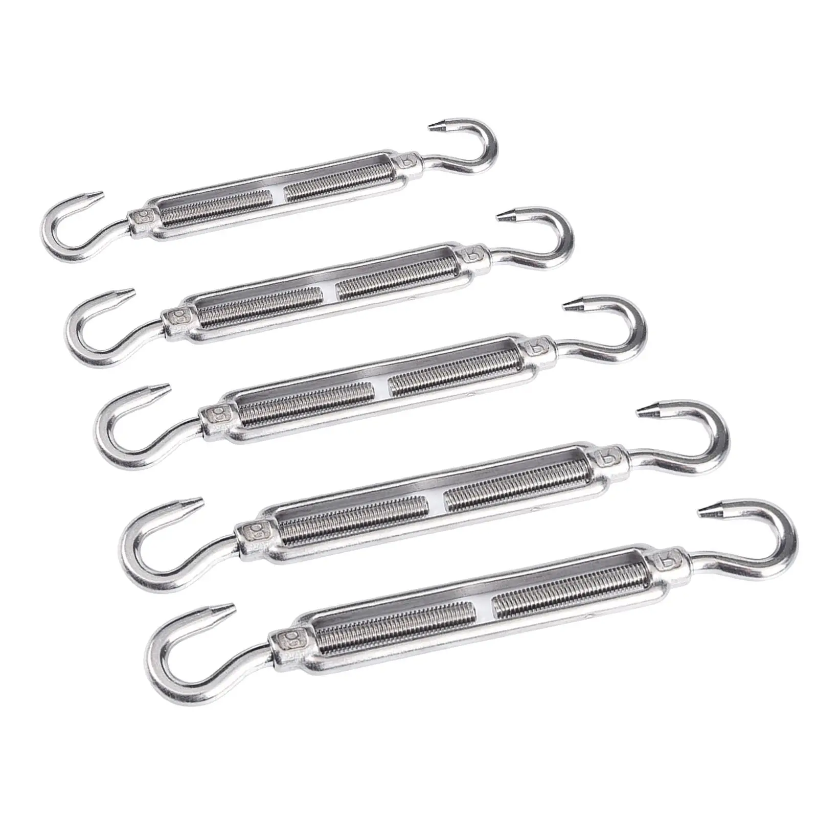 Adjustable Stainless Steel Turnbuckle Wire Rope Tension Shade Sail Hook Strainer Kit for Rectangle Square Outdoor Sun Sail