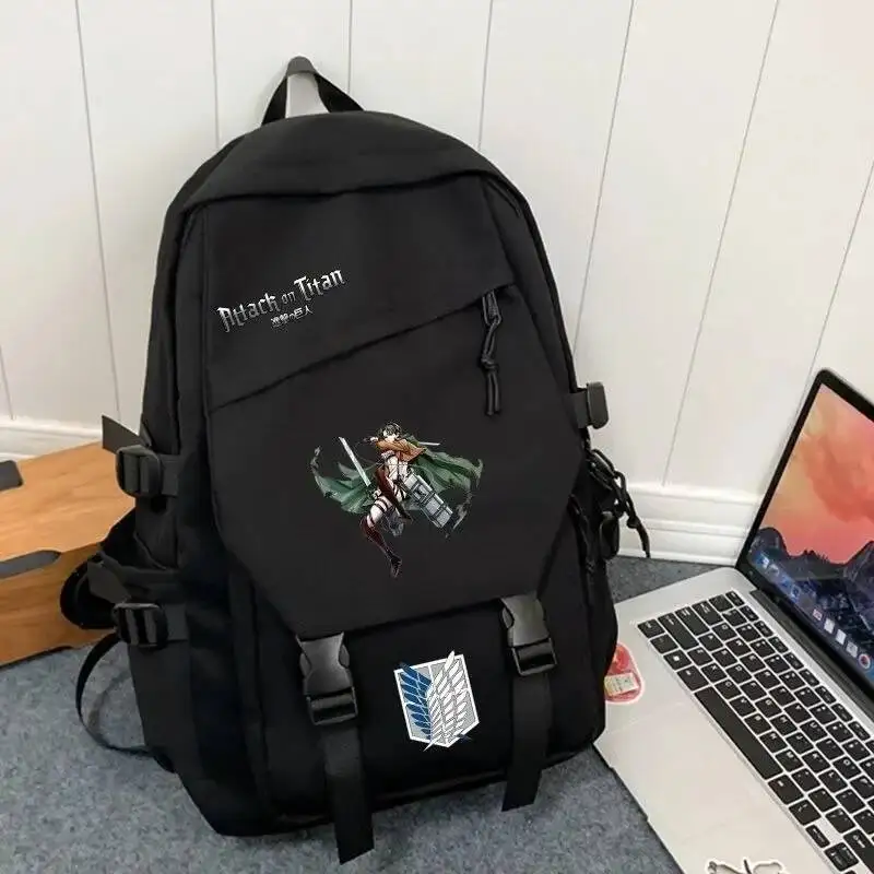 

Anime Game Black Blue White Attack On Titan Student Teens School Bags Backpacks
