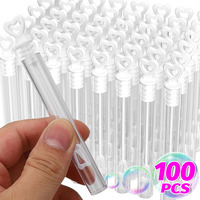 10/100Pcs Bubble Soap Bottle Heart Wand Empty Tube Kids Birthday Party Favors Toys Wedding Gift for Guest Baby Shower Decoration