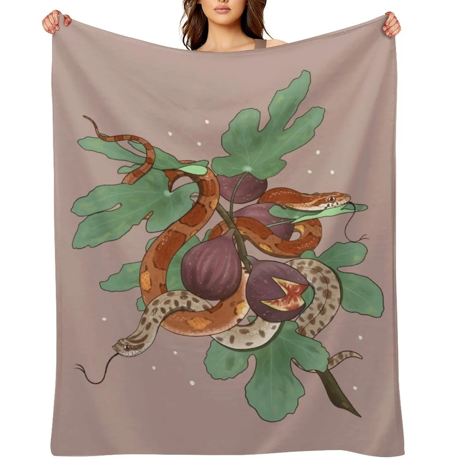 

Corn Snake and Hognose Snake with Figs Throw Blanket manga Thin Soft Beds Blankets