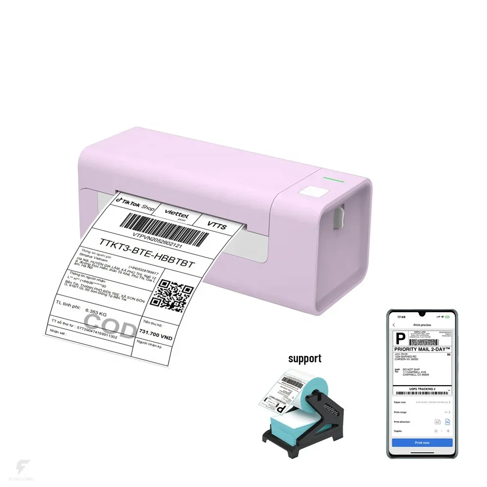 Imprimante d'étiquettes à transfert thermique Bluetooth mobile, autocollant d'expédition, procureur Android, 80mm