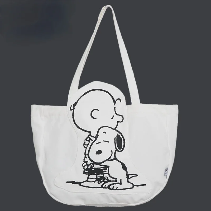 SNOOPY large-capacity three-dimensional patch canvas bag shoulder bag tutorial bag college schoolbag Snoopy women leisure bags