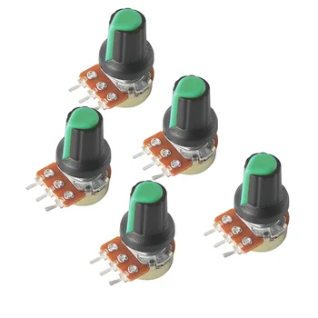 5PCS WH148 Linear ROTARY TAPER Potentiometer สีเขียว AG2 ลูกบิด 3Pin 1K-1M OHM VARIABLE Resistors 15mm SHAFT NUTS และเครื่องซักผ้า