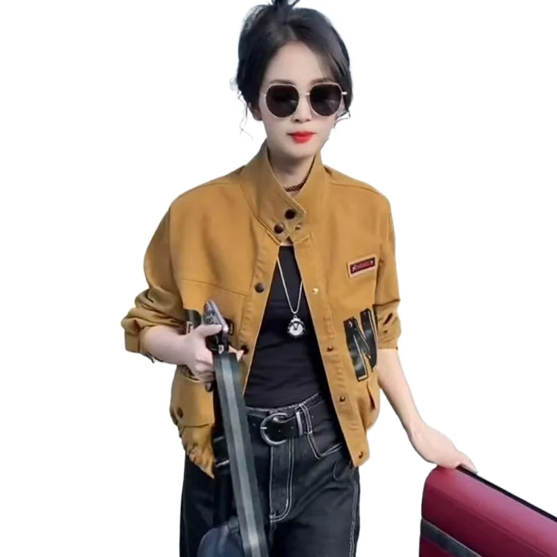 

Stand Collar Denim Coat Female Spring and Autumn New Korean Version of Fashion Trend Casual Casual Jacket Good-looking Jacket