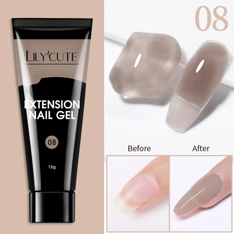 LILYCUTE 1Pc Quick Extension Gel Nail Naakt Roze Glitter Building Acryl Semi Permanente Losweken UV LED Polish Nail Art vernis