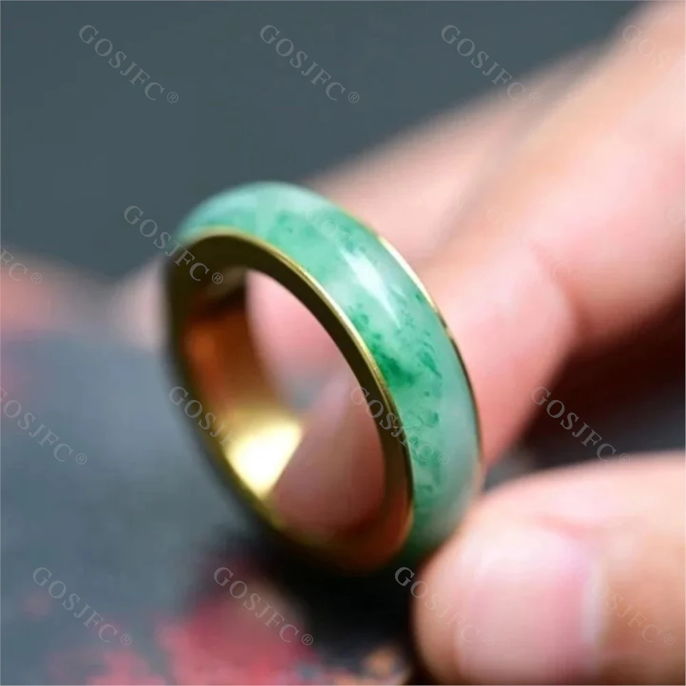 SHEXIANG EDC afrique JADEITE anneau Spinner Fidget jouets pour adultes soulagement du Stress jouet anneau cliquet Spinner soulagement de l'anxiété Gadgets