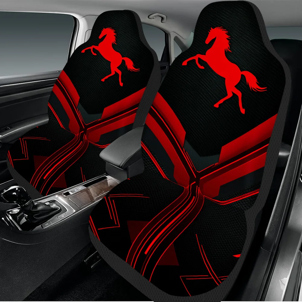 Set Of 2, Featuring A Red Horse Silhouette Design, These Universal Car Seat Covers Offer Premium Comfort And Style. They Are Dur