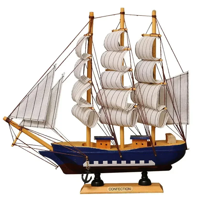 16cm Pirate Ship Sailboat Model Wooden Small Wooden Boat Decoration Cake Ornaments Fishing Boat Home Tabletop Decoration