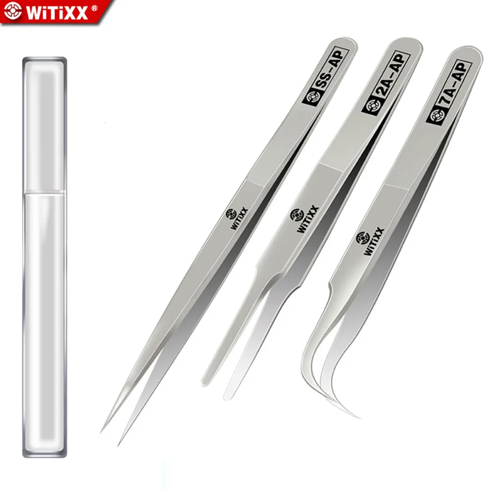 

Pack of 3pcs WiTiXX AP Tweezers Super-sharp Hand Tools for Repairing Laboratory Cosmetic Clip