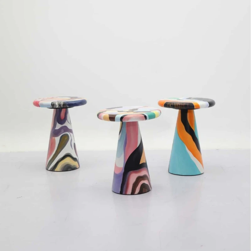 

Italian creative design light luxury color hand-painted coffee table painted edge few corners casual solid wood home high value