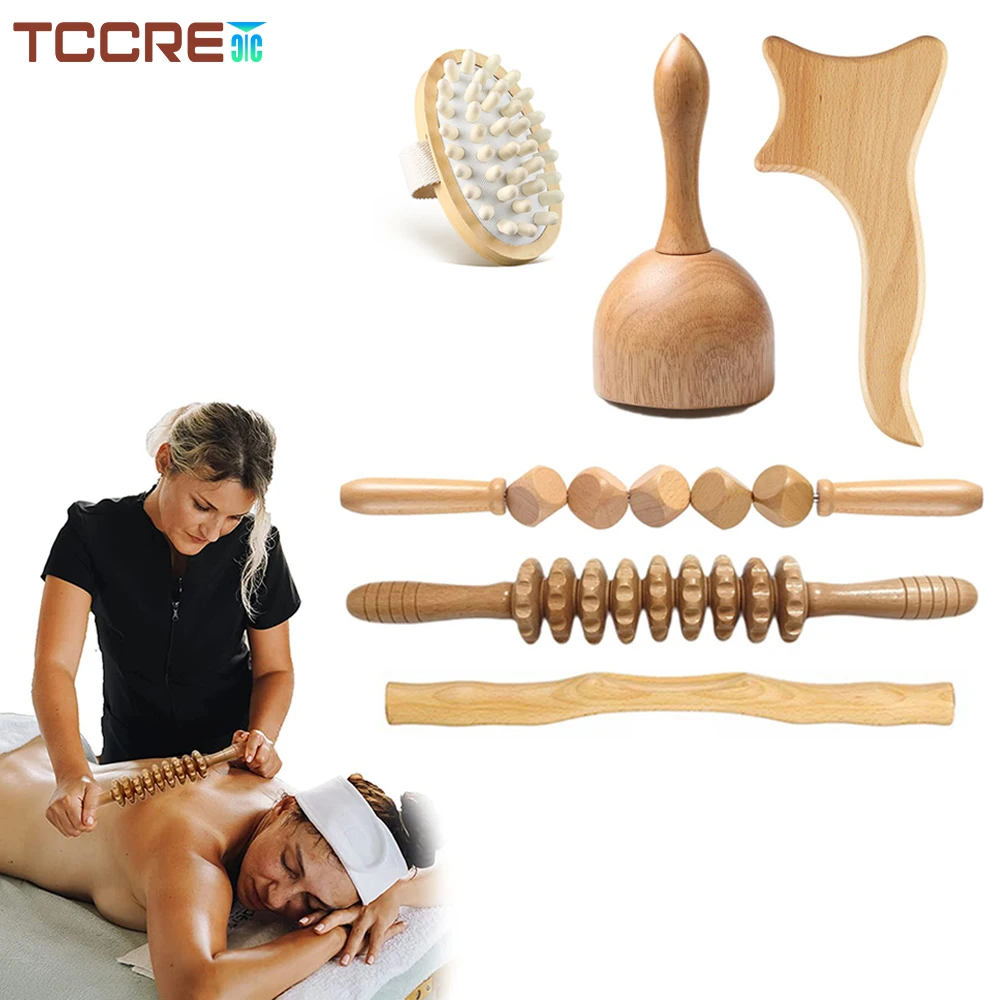 

6PCS Wooden Massage Stick Massage Board Massage Cup Lymphatic Drainage Massager for Body Shaping,Anti Cellulite,Muscle Relax