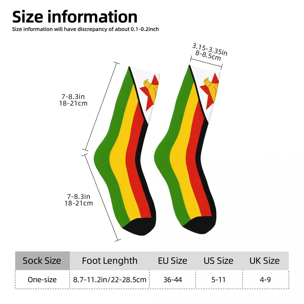 Zimbabwe Flag Kawaii Socks Shopping Cartoon Pattern Socks