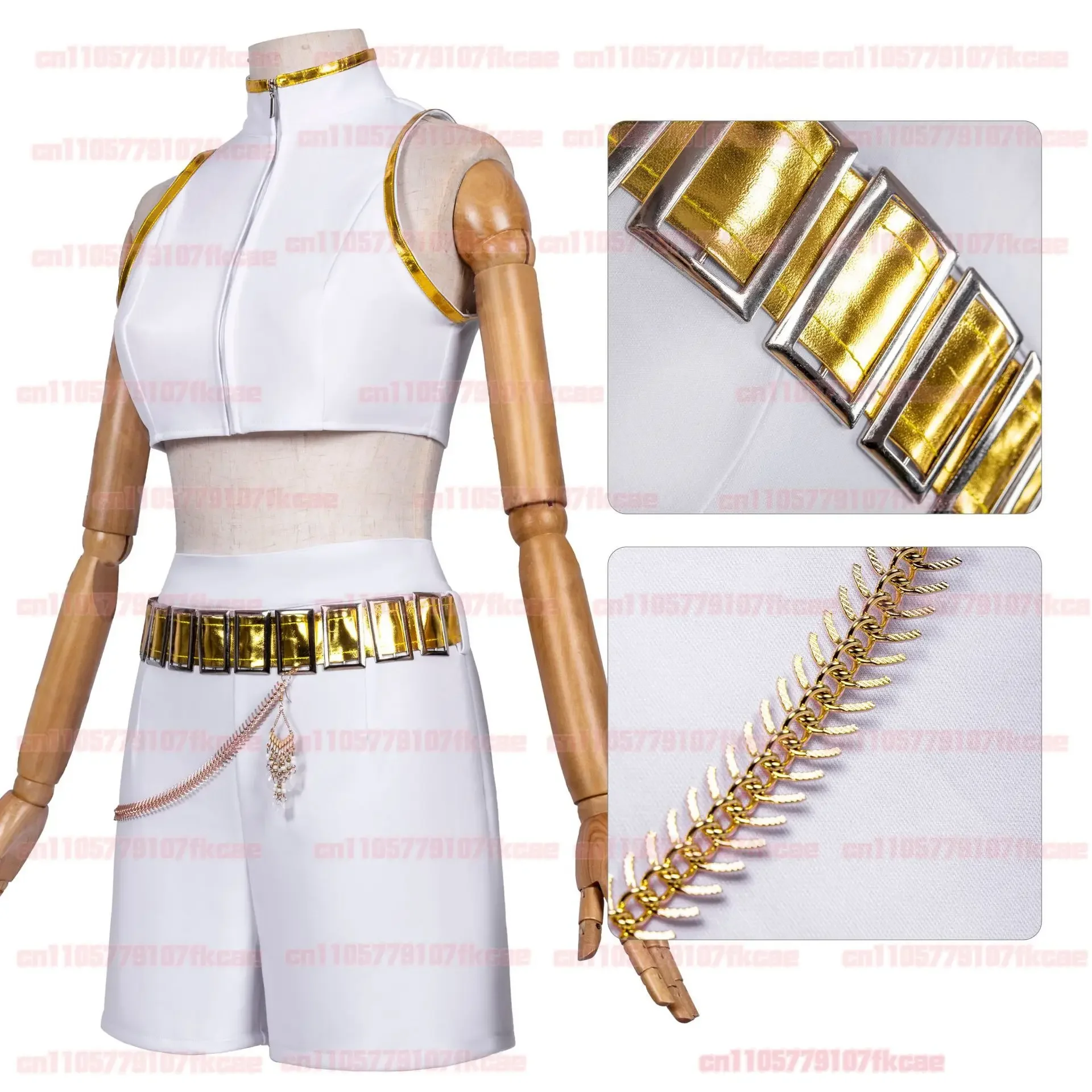 어린이 애니메이션 K-팝 악마 사냥꾼 코스프레 의상 세트 가발 포함 화이트 가죽 유니폼 의상 조이 루미 미라 할로윈 카니발용