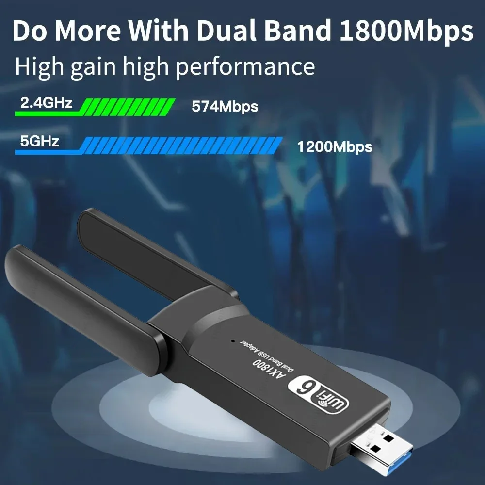 1800 Мбит/с Wi-Fi 6 USB-адаптер двухдиапазонный 2,4G/5Ghz беспроводной Wi-Fi-приемник WiFi-ключ USB 3.0 сетевая карта для ноутбуков ПК Win 10/11
