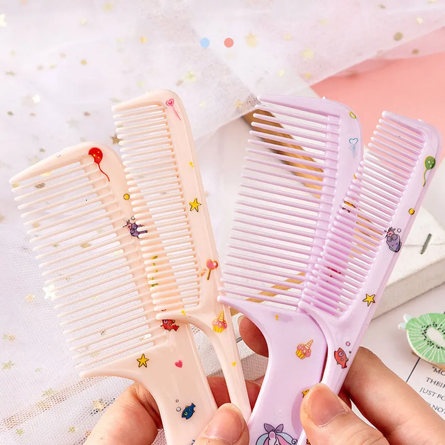 Printed Children's Comb Set for Girls Cartoon Cute and Portable Small Comb Design with Fine Teeth and Pointed Tail Comb