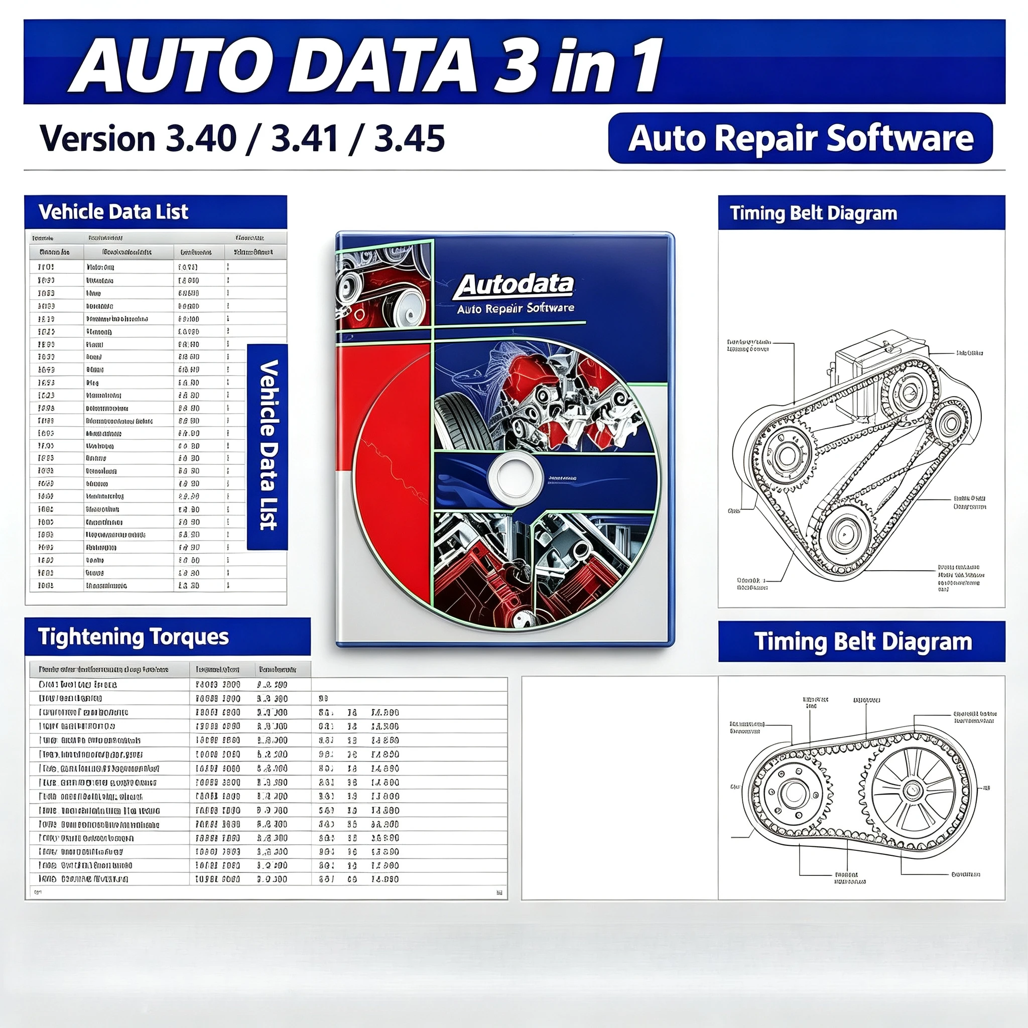 2025 Hot sale Send USB HDD Wiring Diagrams data  AutoData 3.45 3.41 3.40 supported Automobile Maintenance Information Software