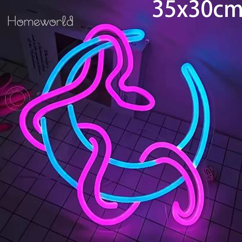 Moon Snake Neon sign- LED dimmable USB power supply, suitable for living room, game room, monochrome wall art home decoration