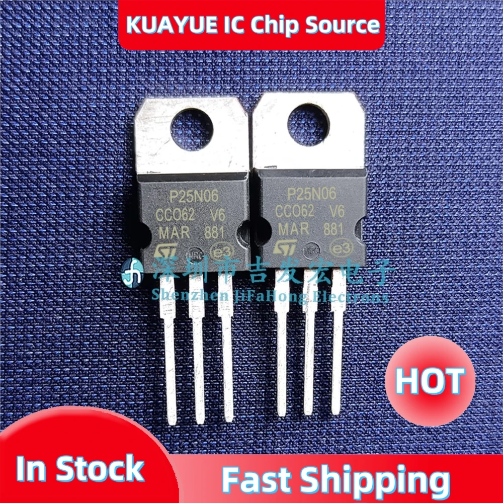 10PCS-30PCS P25N06 STP25N06  TO-220 60V 25A MOS  Fast Shipping In Stock