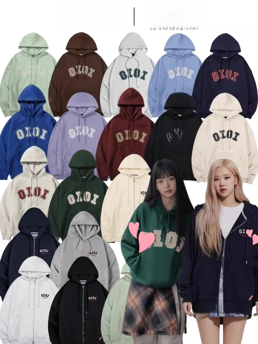 

Новая толстовка NewJeans с вышитыми буквами, свободного кроя, с розовой подкладкой, для женщин, удобная, дышащая, хлопковая, на молнии, в уличном стиле