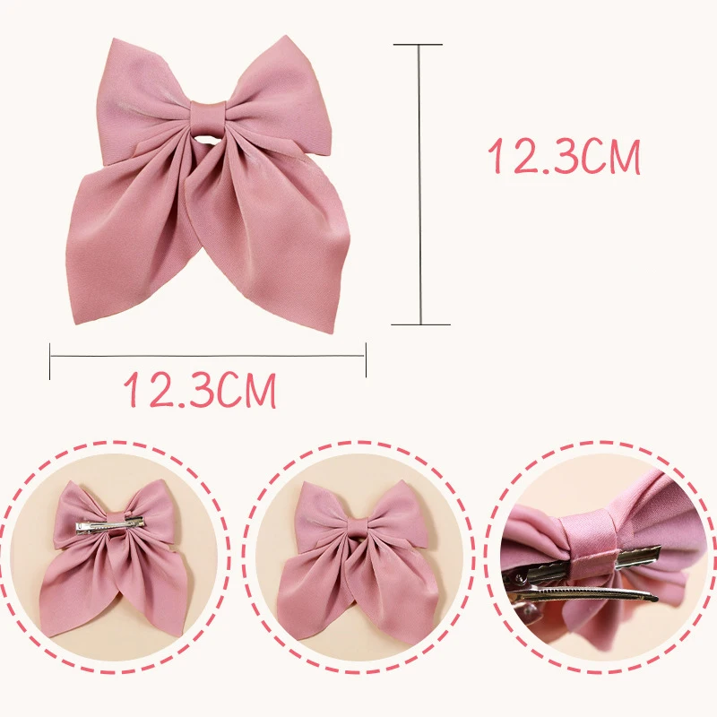 Solid Color Satin Bowknot Hair Clips For Girls Sweet Bow Women Hairpins Butterfly Barrettes Duckbill Clip Kids Hair Accessories