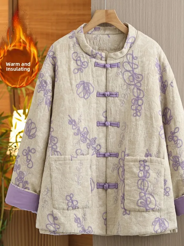 

Аутентичные китайские свободные женские хлопковые куртки большого размера с пуговицами, новая зимняя коллекция, теплое пальто средней длины