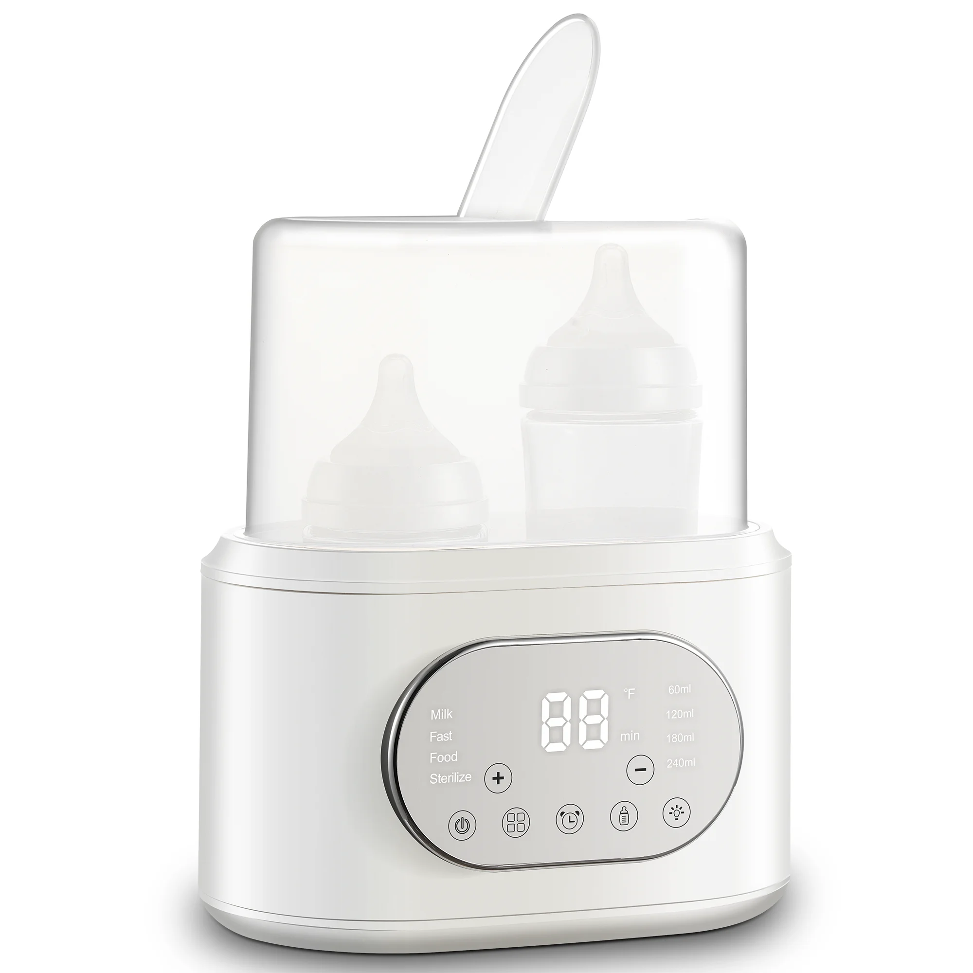 

10-in-1 Baby Bottle Warmer Dual Fast Heating with Timer Precise Temp Control - Defrost/Steam for Breast Milk Formula Night Light