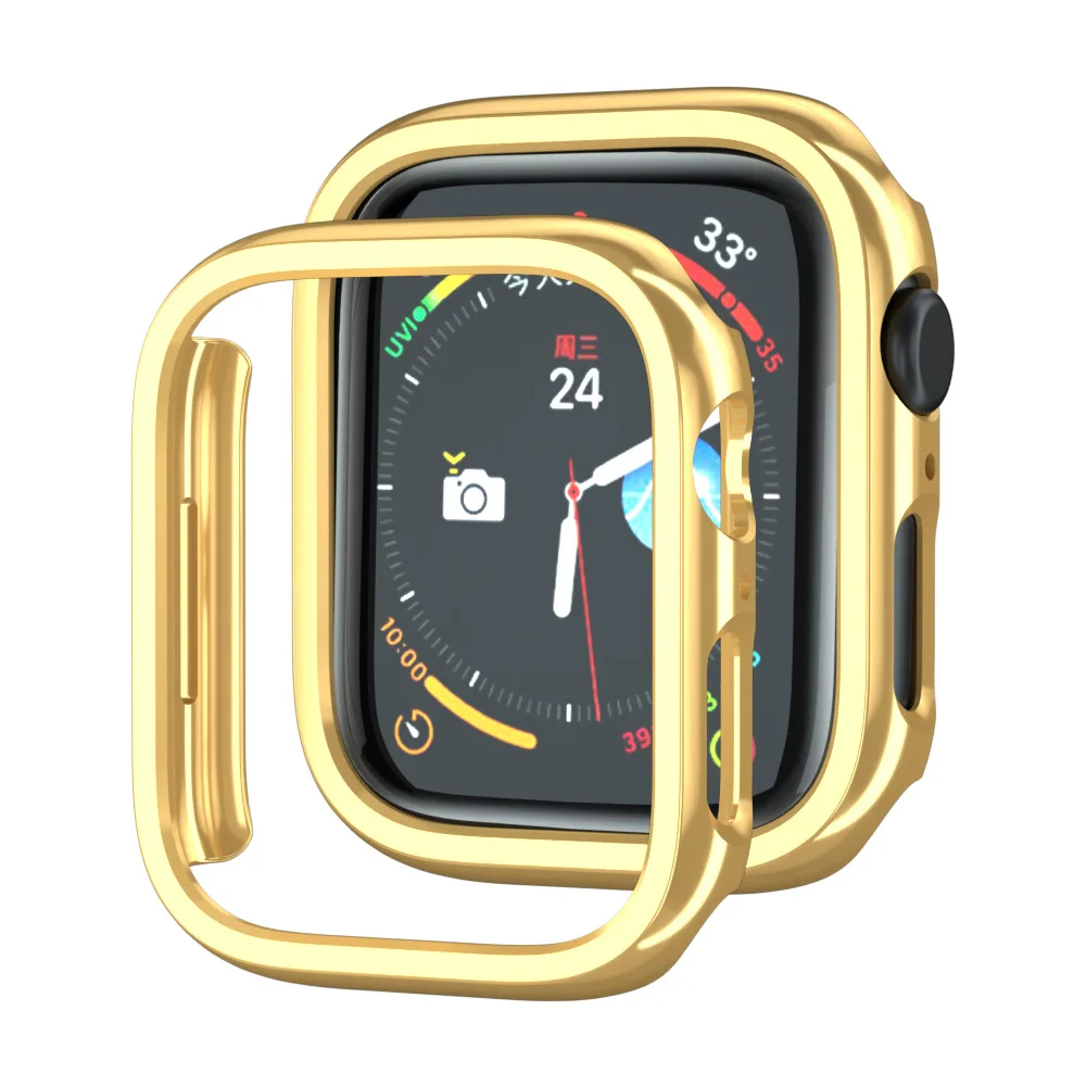 Funda protectora de PC dorada a prueba de golpes para Apple Watch Series 10, 9, 8, 7, 6, 5, 4, 3, 2, 1 SE, Ultra 49mm, 45mm, 41mm, 46mm, 42mm