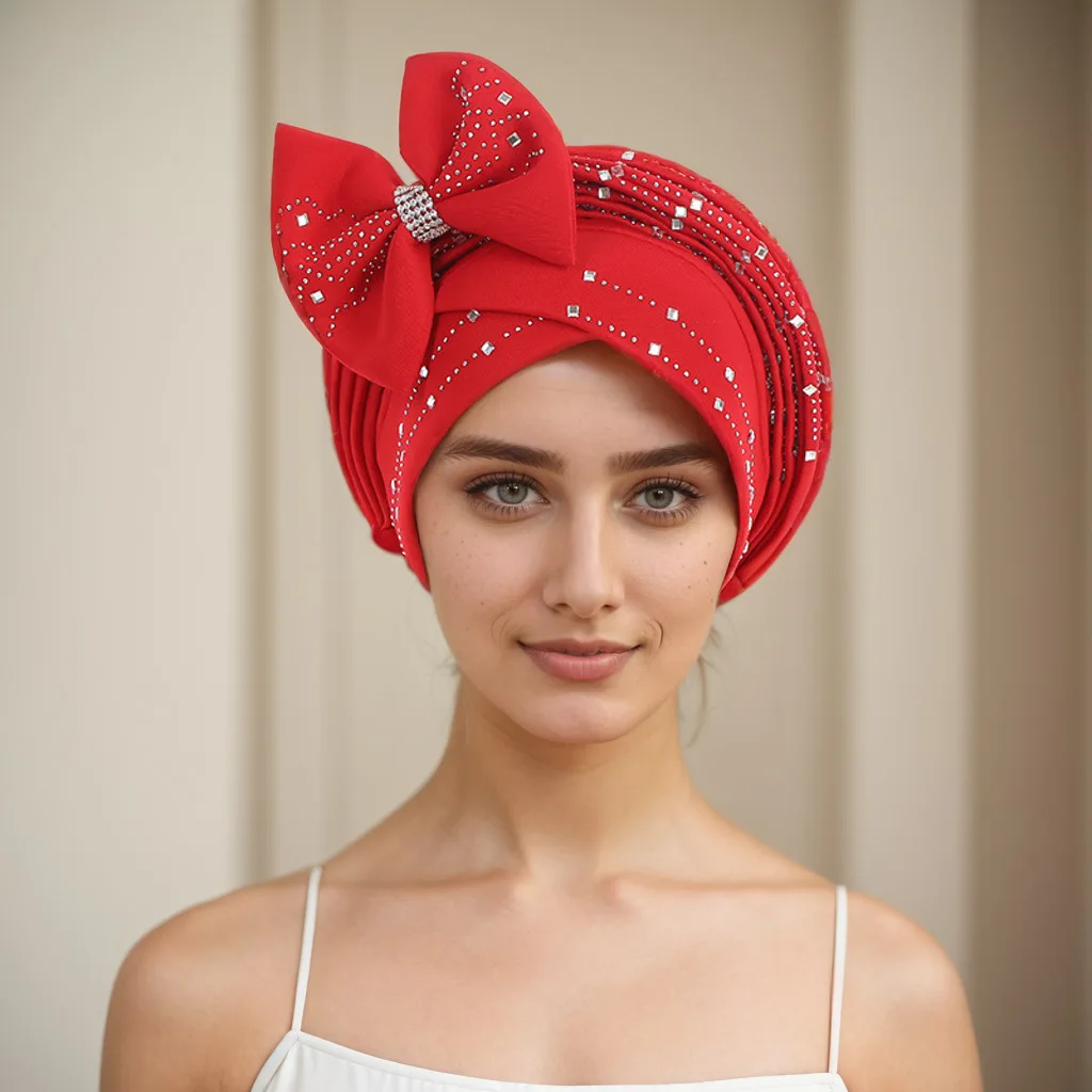 หมวกคลุมผมแบบแอฟริกัน 2024 สำหรับผู้หญิง ผ้าโพกหัวอิสลาม ผ้าคลุมศีรษะสำหรับงานแต่งงานแบบไนจีเรีย ผ้าโพกหัวสำเร็จรูปสำหรับชาวมุสลิม