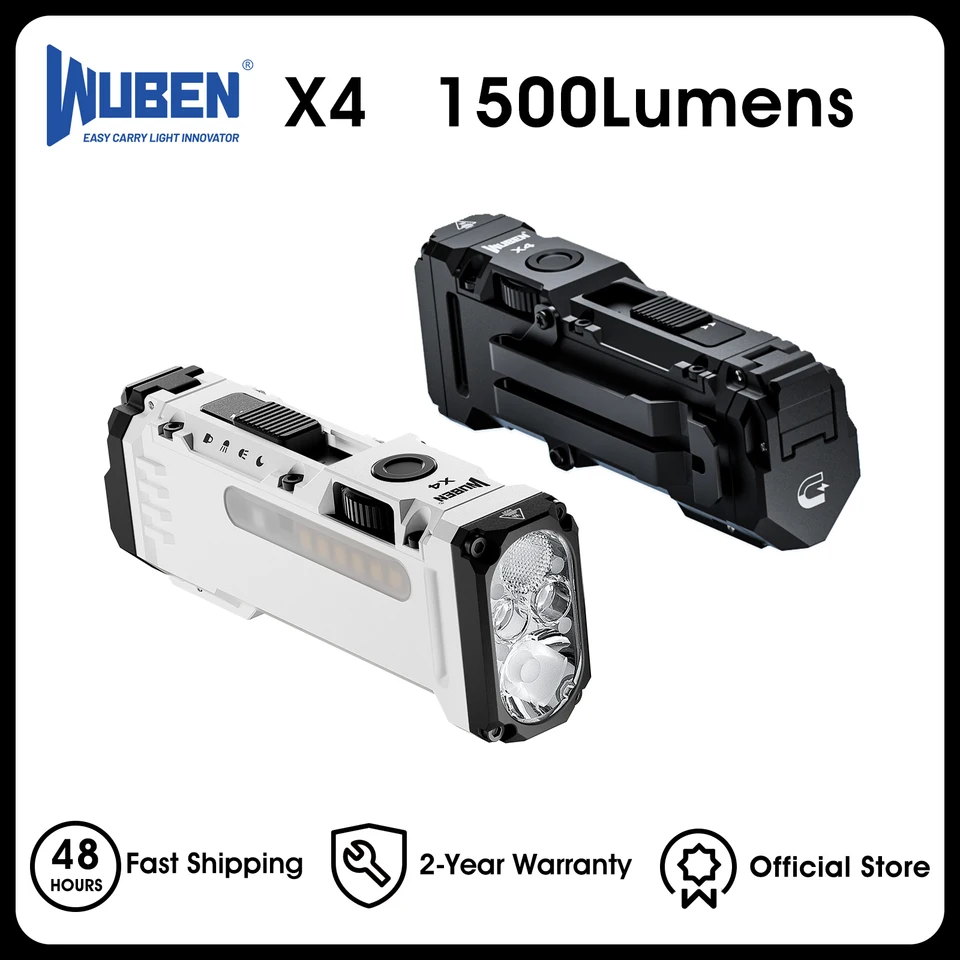 WUBEN X4 フラット懐中電灯 1500ルーメン RGBライト搭載