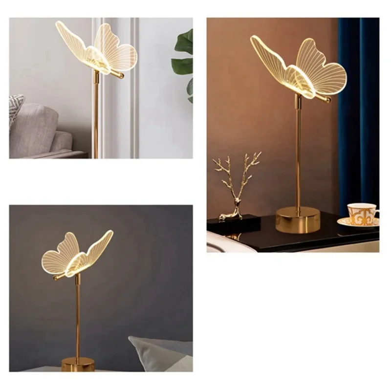 

Butterfly Table Lamp USB Rechargeable Nordic Ambiance Night Lights Luxury Living Room Desk Decor Bedroom Luminaire