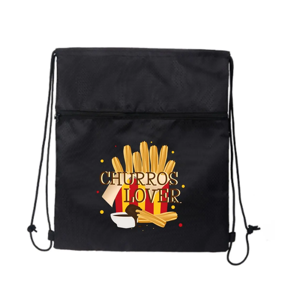

Churros Lover Marks Sweet Joy Черная велосипедная сумка на молнии на шнурке Компактная для велосипедных предметов первой необходимости