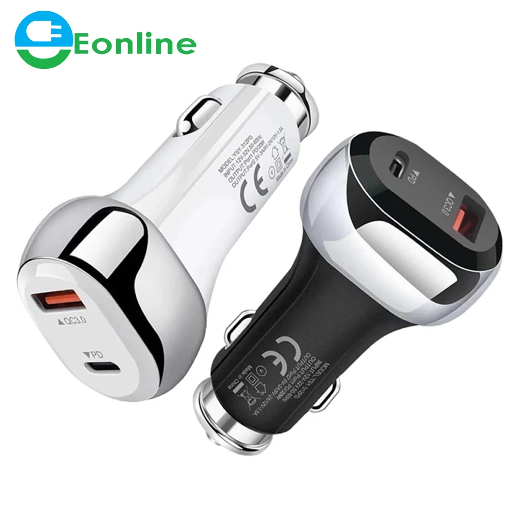 

Eonline 20W Charger USBC Quick Charge 3.0 QC USB Car Charger for Xiaomi QC3.0 20W Type C PD Car Charging for iPhone 12 X Xs 8 PD