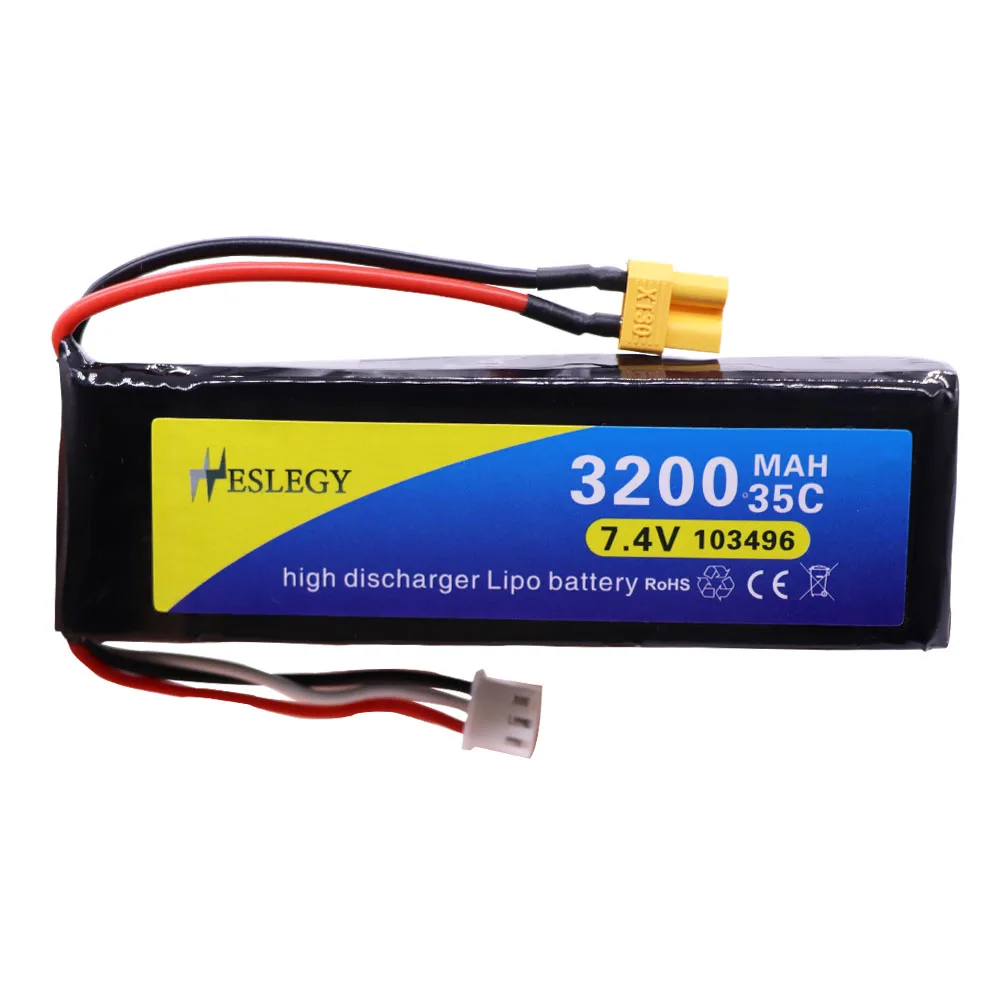 7.4 V 3200mAh Lipo Batteria per MJX Bugs 3 B3 RC Quadcopter Pezzi di Ricambio 2S 7.4 v aggiornamento 2700mah Batteria Spina XT30 35C parti giocattoli