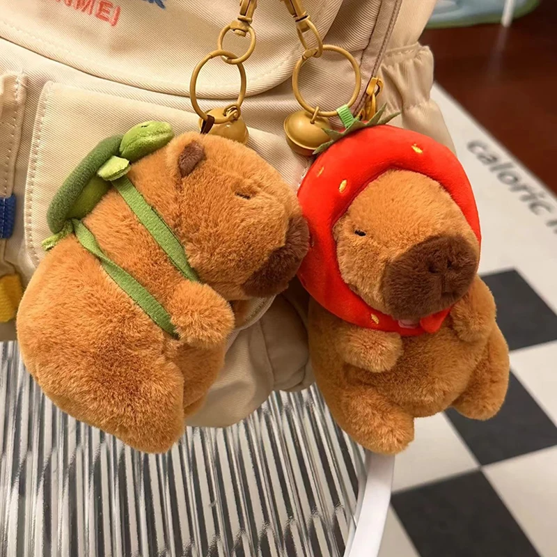 Capybara Plush Keychain Cute Bag Pendant Creative Fluffy Animals Keyring Kawaii Stuffed Doll Keychains Birthday Gift