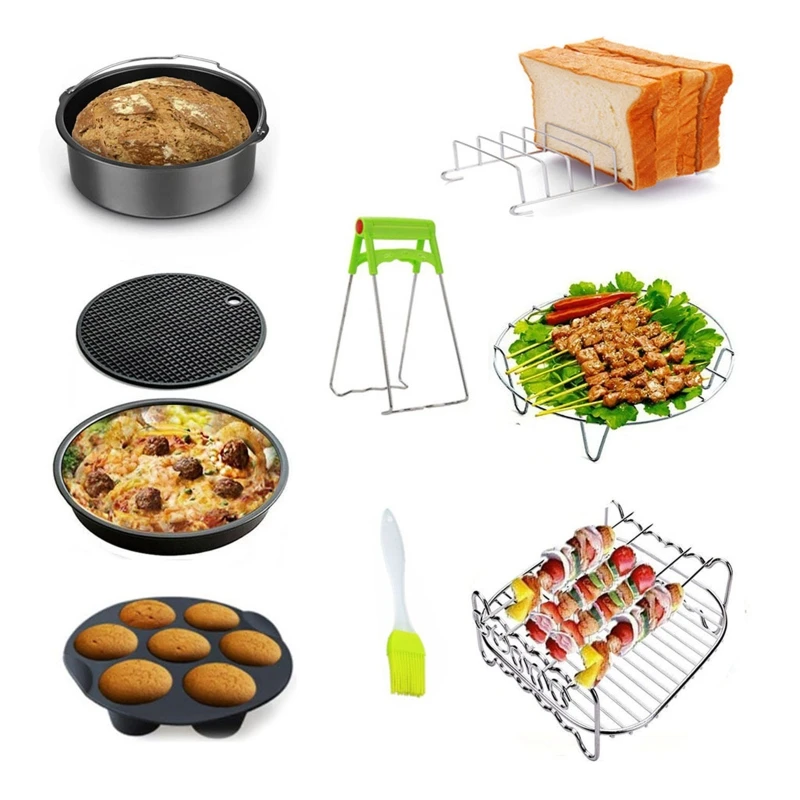 Air Fryer Accessories XL Fit all 3.2QT 6.8QT Air Fryer Dishwasher Safe Nonstick Coating 6-8 inch Deep Fryer