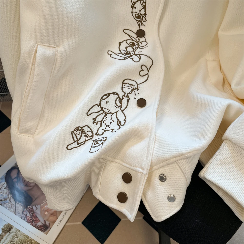 سترة ريترو ستيتش التطريز اللون كتلة التلبيب للنساء الربيع والخريف العلامة التجارية العصرية عارضة زوجين البلوز سترة #5