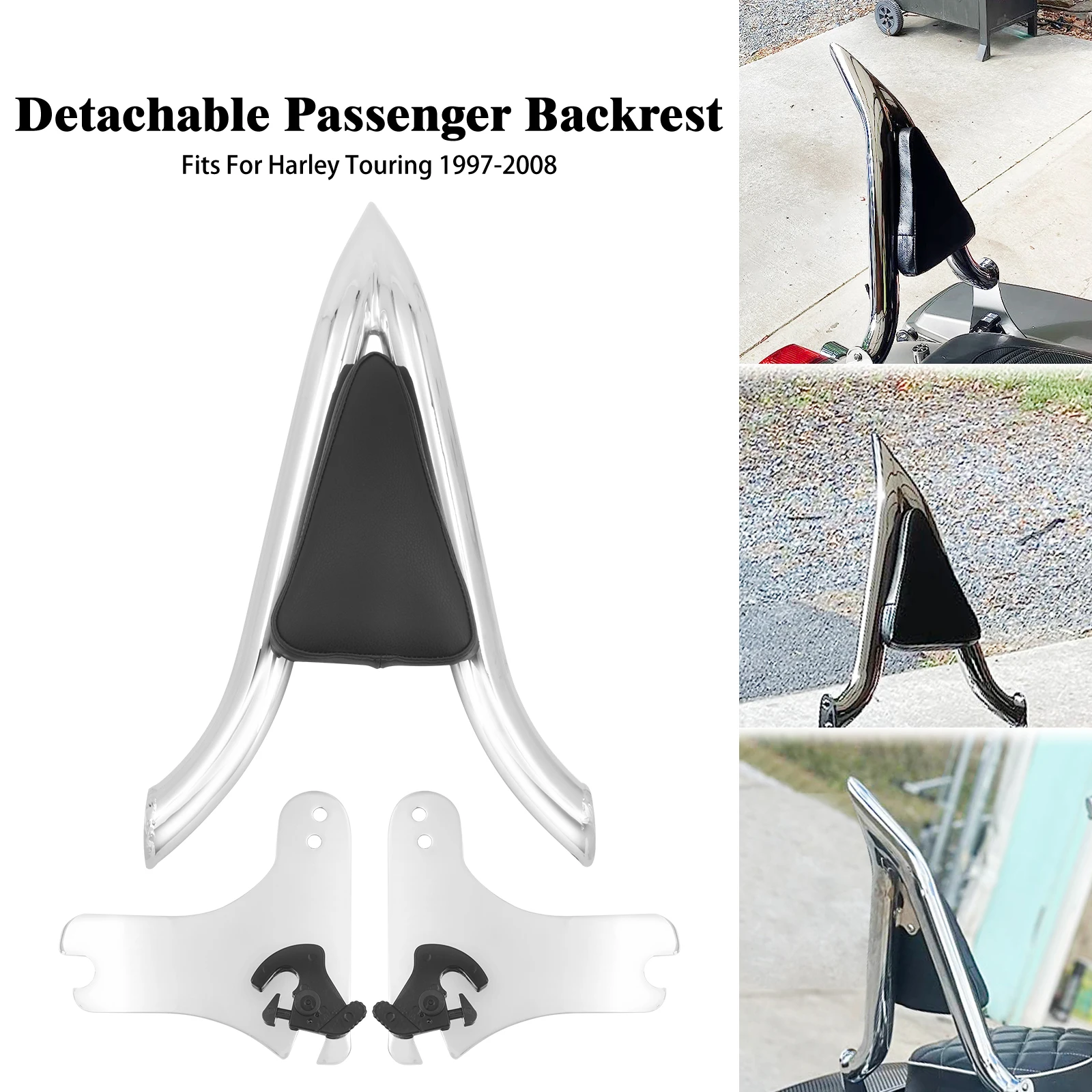 

Motorcycle Rear Passenger Detachable Backrest For Harley Touring Electra Glide Road King Limited CVO FLHR FLHTK 97-08 Sissy Bar