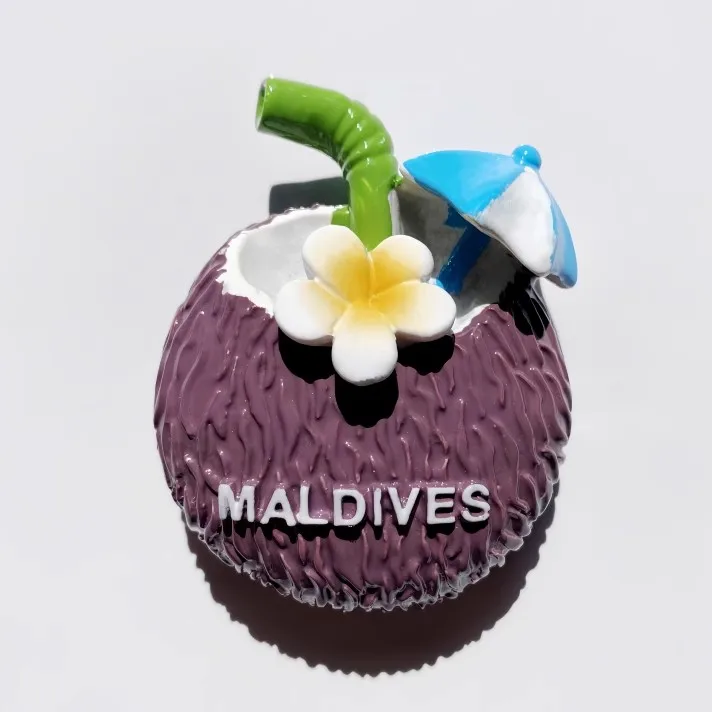 Maldives Coconut Juice Handmade Painted 3D Fridge Magnets Tourism Souvenirs Refrigerator Magnetic Stickers