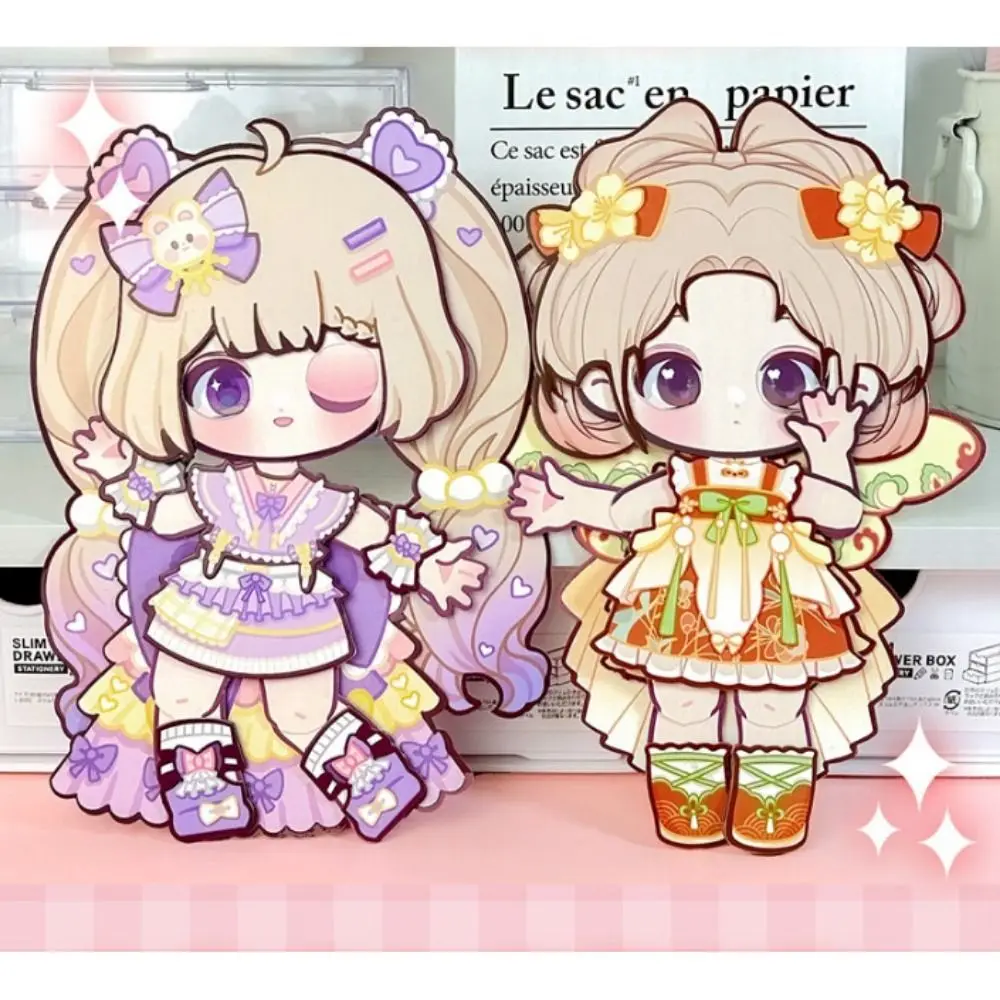 

Многоцветная бумажная кукла ручной работы, мультяшное платье, комплект сменной одежды «сделай сам», крафт-бумага ручной работы, съемная бумажная кукла